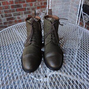 TAFT Olive Green Suede & Leather Lace Up The Jack Boots Size 39 (US 6-6.5)